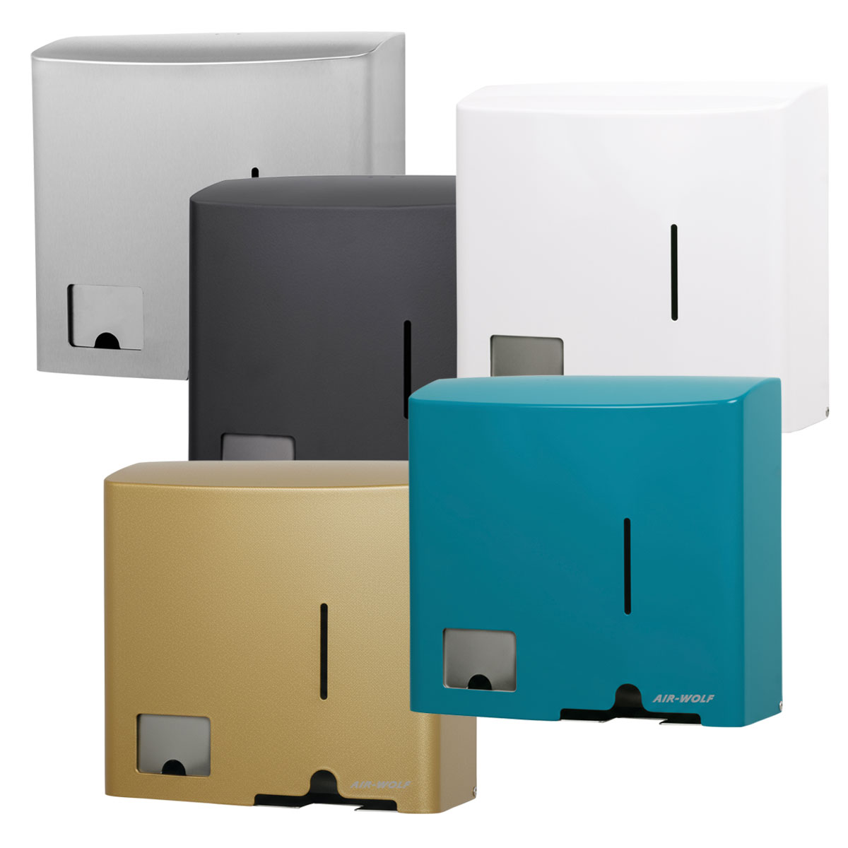 hand dryer, wall mounted, plastic, colored, automatic touchless