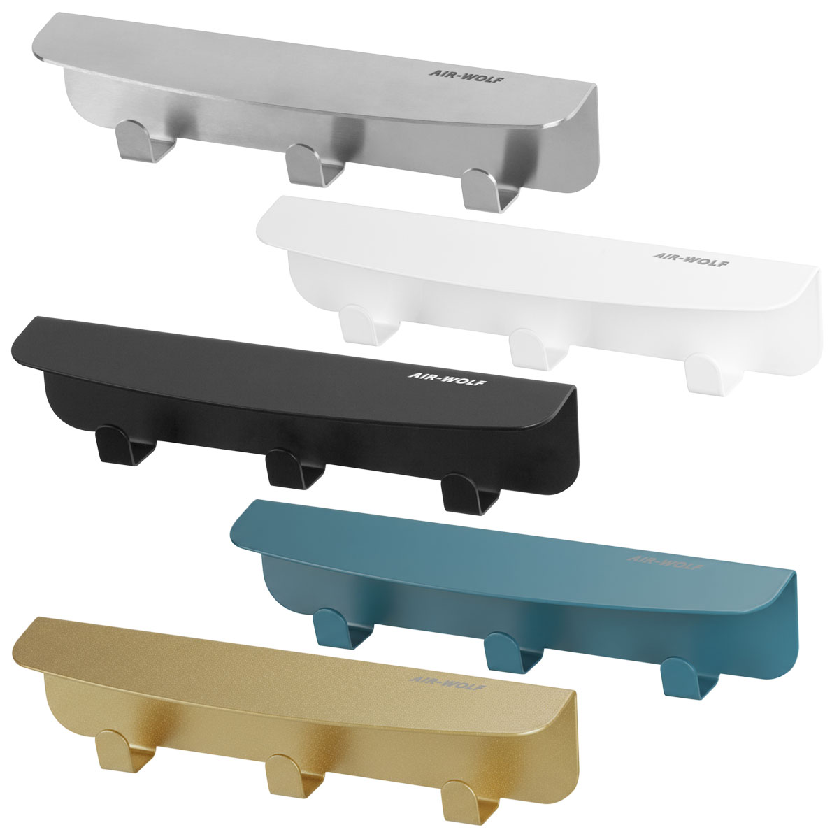 Telefonhalter, Wandhalter, Metallschale, drei Haken, nude Aluminum?