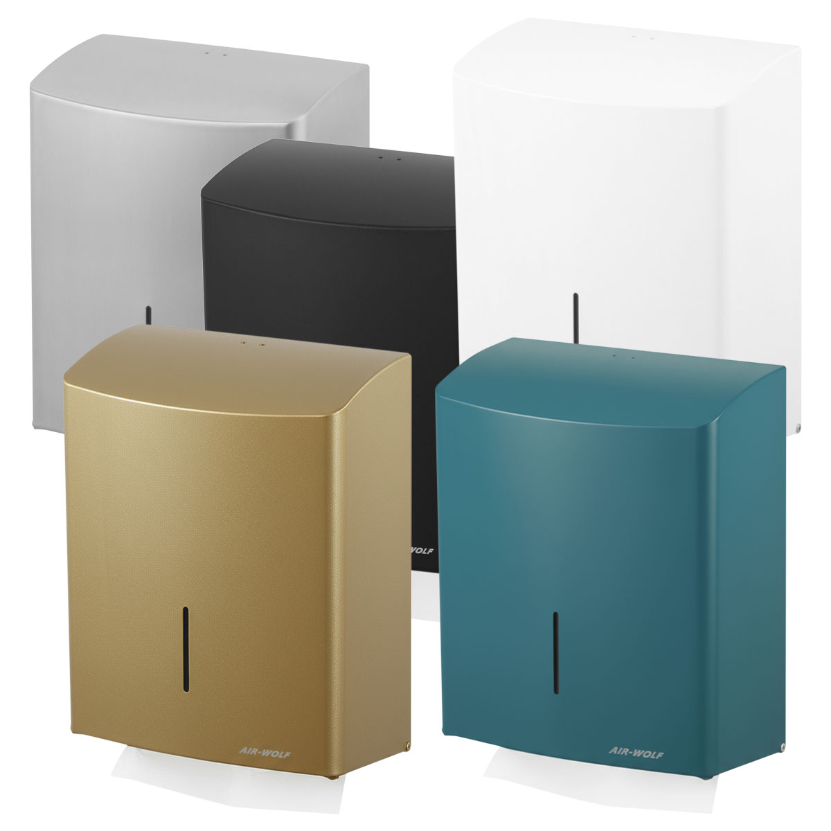 paper towel dispenser, hand towel dispenser, wall mounted, metal, various colors