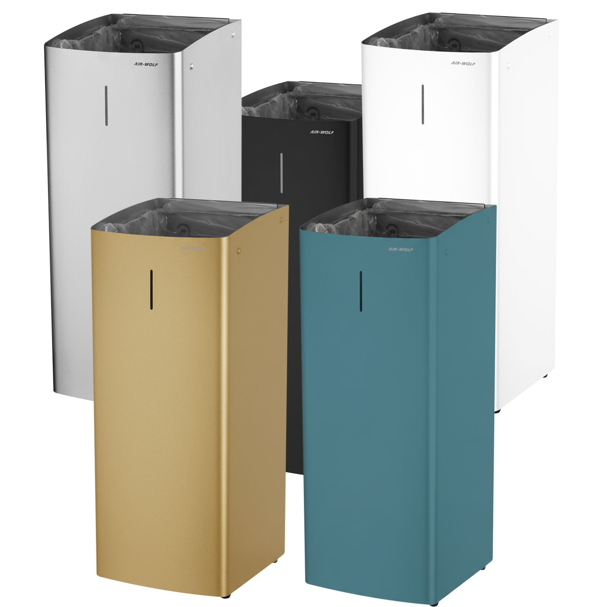 trash can, waste bin, rectangular, metal, colors